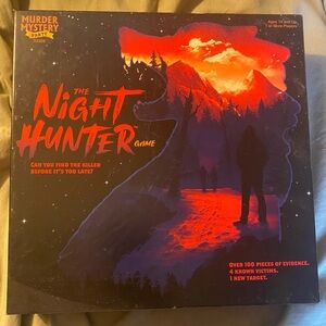 Used night hunter murder mystery game. All pieces there. Complete game.